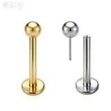 Pack of 5 G23 ASTM F136 Titanium Labret Stud | Threadless Push-In & Internally Threaded | 16G Flat Back Ear Studs Classic