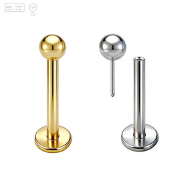 Pack of 5 G23 ASTM F136 Titanium Labret Stud | Threadless Push-In & Internally Threaded | 16G Flat Back Ear Studs Classic