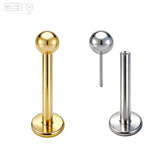 Pack of 5 G23 ASTM F136 Titanium Labret Stud | Threadless Push-In & Internally Threaded | 16G Flat Back Ear Studs Classic