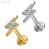 Pack of 5 G23 ASTM F136 Titanium Labret Stud | Threadless Push-In & Internally Threaded | Children's Zircon Inlaid Tragus