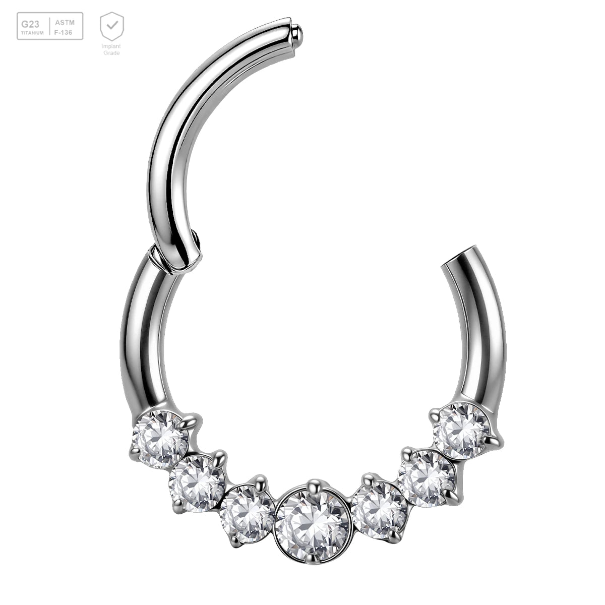 Pack of 5 G23 ASTM F136 Titanium Hinged Segment Ring | Helix Piercing Nose Hoop Ring Zircon PVD Children's Wedding