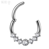 Pack of 5 G23 ASTM F136 Titanium Hinged Segment Ring | Helix Piercing Nose Hoop Ring Zircon PVD Children's Wedding