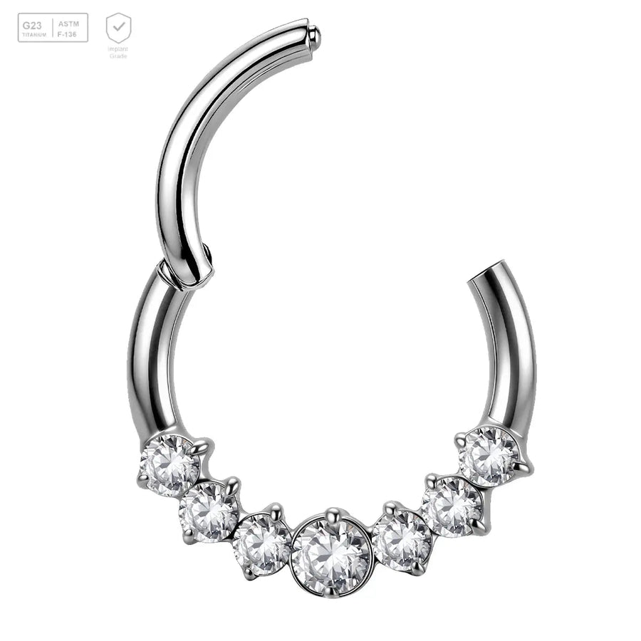 Graduated Round Gems Titanium Segment Ring