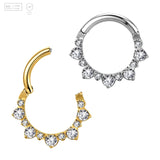 Pack of 5 G23 ASTM F136 Titanium Hinged Segment Ring | Septum Clicker Cluster Zircon Nose Hoop Ring Hinged Segment Ear Cartilage Tragus