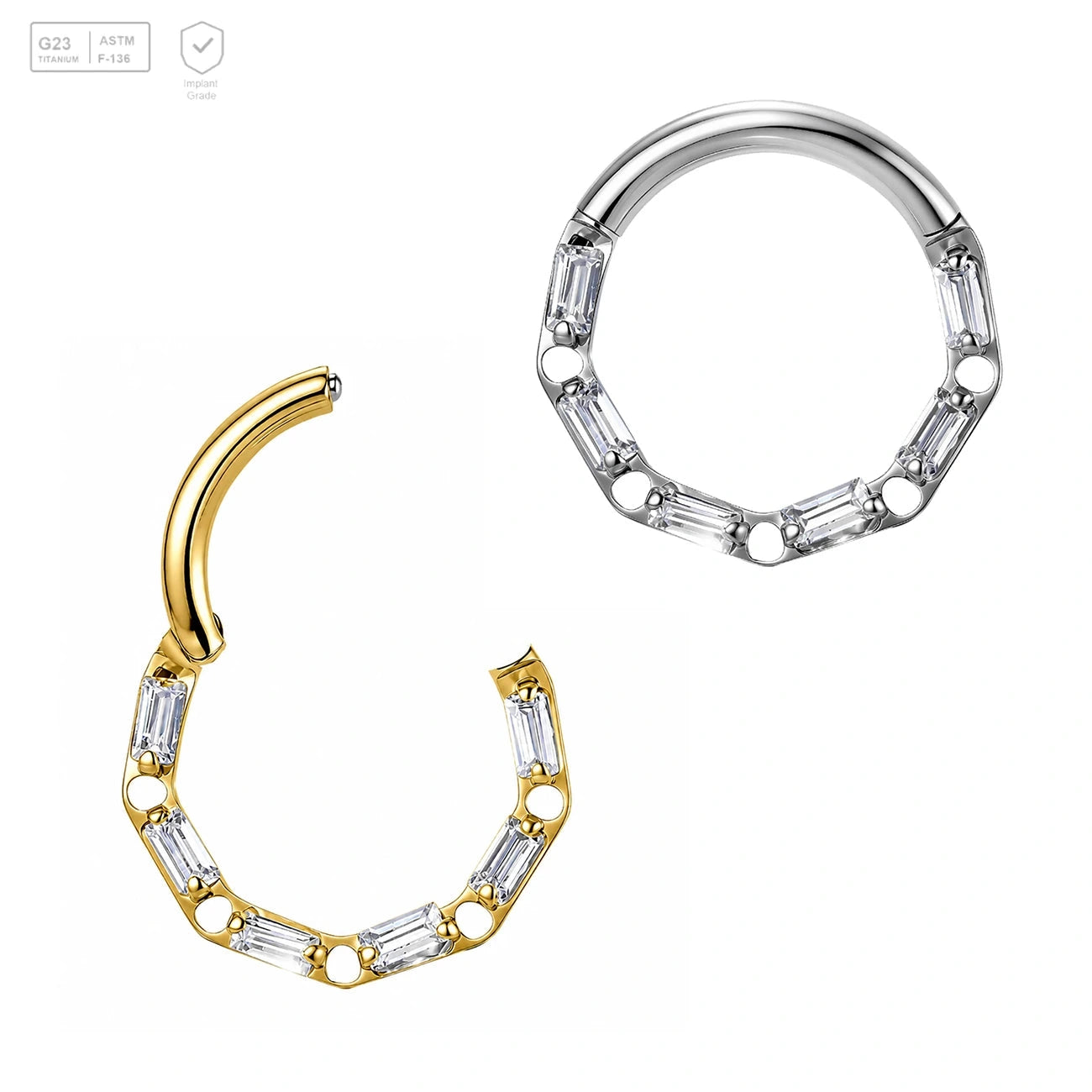 Pack of 5 G23 ASTM F136 Titanium Hinged Segment Ring | Septum Rings Hoop Cartilage Clicker Hoop Hinged Clicker for Woman