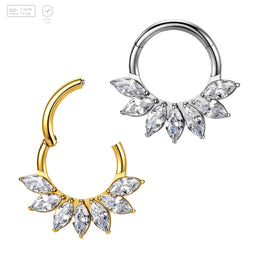 Pack of 5 G23 ASTM F136 Titanium Hinged Segment Ring | Hinged Segment Nose Septum Ring Gold Plated Ring for Engagement Party