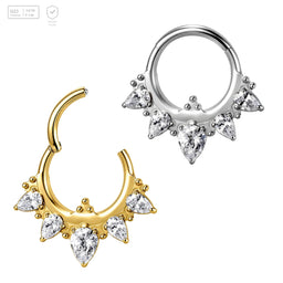 Pack of 5 G23 ASTM F136 Titanium Hinged Segment Ring | Piercing Earrings Jewelry Zircon Circle Piercing Diamond Nose Rings