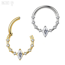 Center Marquise and Round Gems Titanium Segment Ring