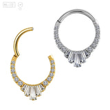 Pack of 5 G23 ASTM F136 Titanium Hinged Segment Ring | Nose Ring Hoop Zircon Daith Helix Septum Piercing 18G 20G Segment Clicker Gold