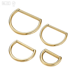 Pack of 5 G23 ASTM F136 Titanium Hinged Segment Ring | D Shape Cartilage Hoop Ring Gold Hinged Septum Unisex for Woman