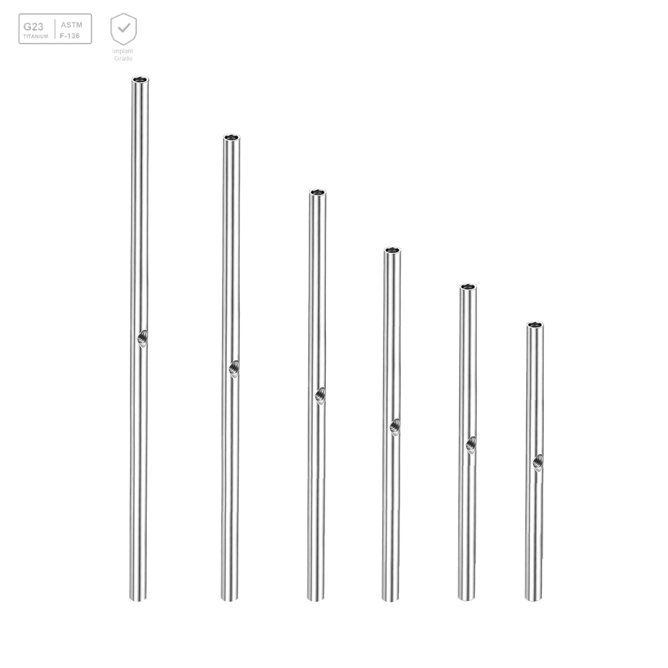 Pack of 5 G23 ASTM F136 Titanium Straight Barbell | Straight Bar Ear Cartilage Barbell Holes Rose Gold Plated Size