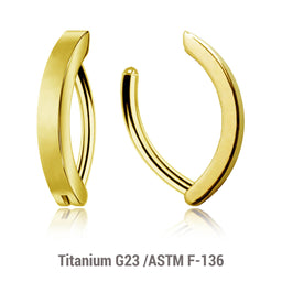 Pack of 5 Gold PVD plated Titanium hinged belly bananas in a plain design, Thickness 1.6mm