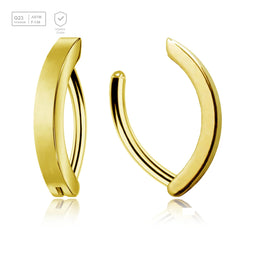 Pack of 5 Gold PVD plated Titanium hinged belly bananas in a plain design, Thickness 1.6mm - G23 ASTM F-136 implant grade titanium body jewelry