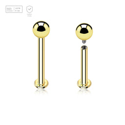 Pack of 5 PVD plated titanium internally threaded labrets with 2.5mm base plate, Thickness 1.2mm, Ball size 3mm - G23 ASTM F-136 implant grade titanium body jewelry
