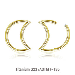 Pack of 5 Gold PVD plated Titanium hinged segment rings in moon shape, Thickness 1.2mm