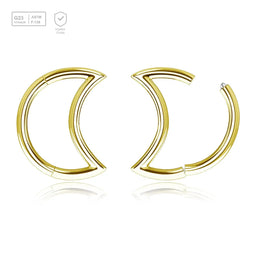 Pack of 5 Gold PVD plated Titanium hinged segment rings in moon shape, Thickness 1.2mm