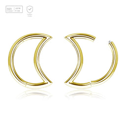 Pack of 5 Gold PVD plated Titanium hinged segment rings in moon shape, Thickness 1.2mm - G23 ASTM F-136 implant grade titanium body jewelry