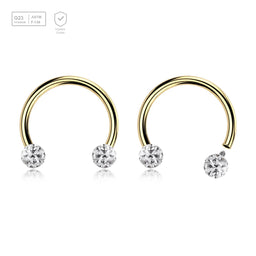 Pack of 5 PVD plated titanium internally threaded circular barbells, Thickness 1.2mm, with two 3mm multi-crystal balls with epoxy resin cover - G23 ASTM F-136 implant grade titanium body jewelry