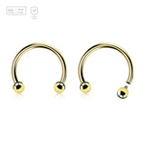 Pack of 5 PVD plated titanium internally threaded circular barbells, Thickness 1.2mm, Ball size 2.5mm - G23 ASTM F-136 implant grade titanium body jewelry
