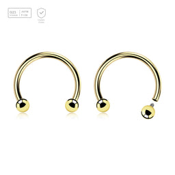 Pack of 5 PVD plated titanium internally threaded circular barbells, Thickness 1.2mm, Ball size 2.5mm - G23 ASTM F-136 implant grade titanium body jewelry
