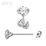 Pack of 5 pairs of Titanium G23 Ear studs with prong set cubic zirconia and butterflies with titanium engraving - G23 ASTM F-136 implant grade titanium body jewelry