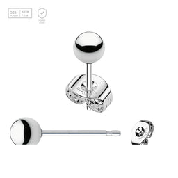 Pack of 5 pairs of Titanium G23 Ear studs with ball tops and butterflies with titanium engraving - G23 ASTM F-136 implant grade titanium body jewelry