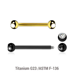 Pack of 5 Titanium eyebrow barbells, Thickness 1.2mm, with two 3mm bezel set crystal balls