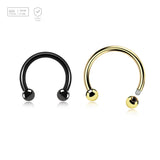 Pack of 10 PVD plated Titanium G23 circular barbells, Thickness 1.2mm, Ball size 2.5mm - G23 ASTM F-136 implant grade titanium body jewelry