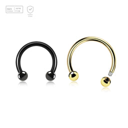 Pack of 10 PVD plated Titanium G23 circular barbells, Thickness 1.2mm, Ball size 2.5mm - G23 ASTM F-136 implant grade titanium body jewelry