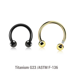 Pack of 10 PVD plated Titanium G23 circular barbells, Thickness 1.2mm, Ball size 3mm