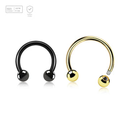 Pack of 10 PVD plated Titanium G23 circular barbells, Thickness 1.2mm, Ball size 3mm - G23 ASTM F-136 implant grade titanium body jewelry