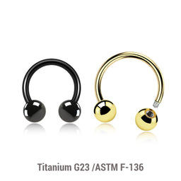Pack of 10 PVD plated Titanium G23 circular barbells, Thickness 1.2mm, Ball size 4mm