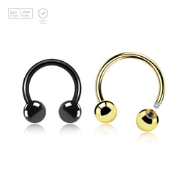 Pack of 10 PVD plated Titanium G23 circular barbells, Thickness 1.2mm, Ball size 4mm - G23 ASTM F-136 implant grade titanium body jewelry