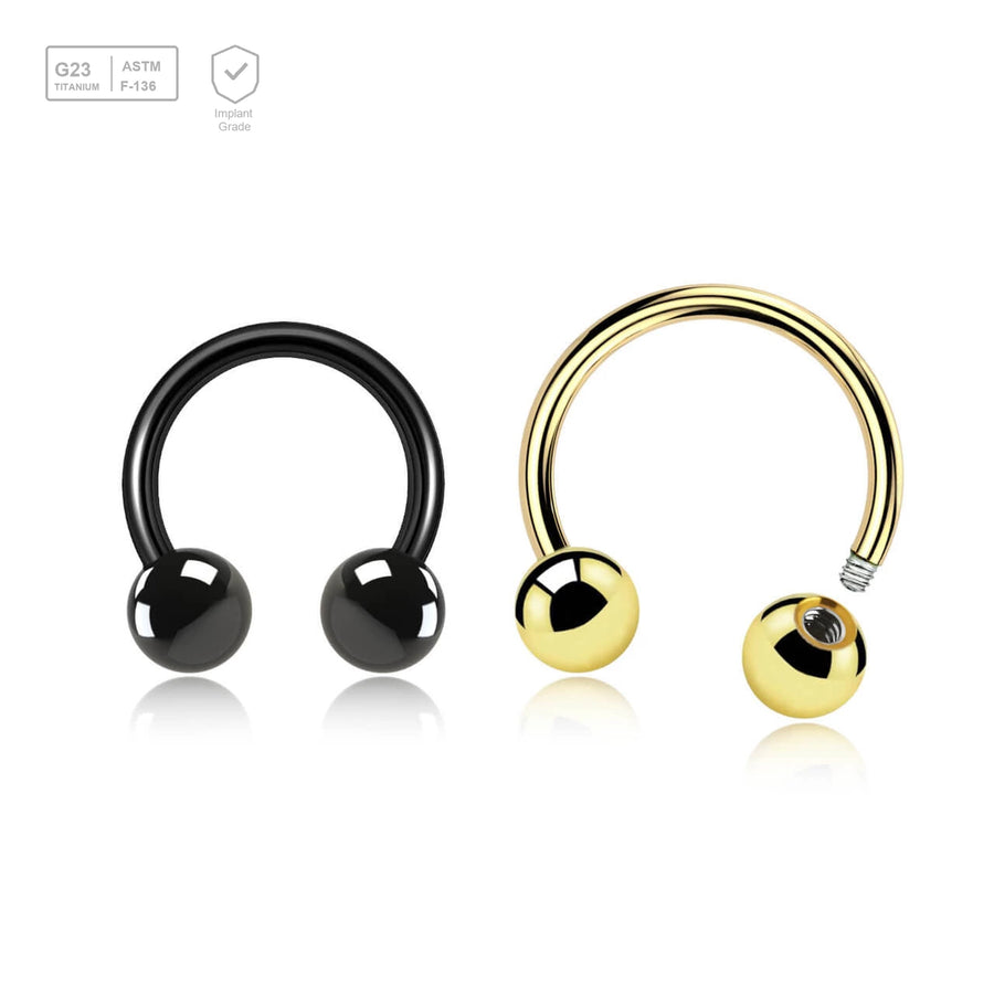 Pack of 10 PVD plated Titanium G23 circular barbells, Thickness 1.2mm, Ball size 4mm - G23 ASTM F-136 implant grade titanium body jewelry