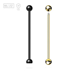 Pack of 10 PVD plated Titanium G23 industrial barbells, Thickness 1.6mm, Ball size 5mm - G23 ASTM F-136 implant grade titanium body jewelry