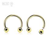 Pack of 5 PVD plated titanium internally threaded circular barbells, Thickness 1.2mm, Ball size 3mm - G23 ASTM F-136 implant grade titanium body jewelry