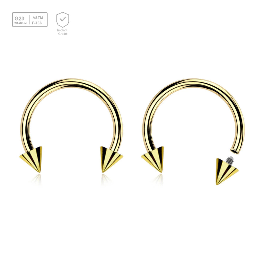 Pack of 5 PVD plated titanium internally threaded circular barbells, Thickness 1.2mm, Cone size 3mm - G23 ASTM F-136 implant grade titanium body jewelry