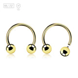 Pack of 5 PVD plated titanium internally threaded circular barbells, Thickness 1.2mm, Ball size 4mm - G23 ASTM F-136 implant grade titanium body jewelry