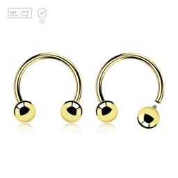 Pack of 5 PVD plated titanium internally threaded circular barbells, Thickness 1.2mm, Ball size 4mm - G23 ASTM F-136 implant grade titanium body jewelry