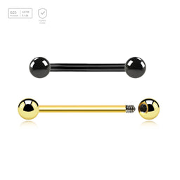 Pack of 10 PVD plated Titanium G23 nipple barbells, Thickness 1.6mm, Ball size 4mm - G23 ASTM F-136 implant grade titanium body jewelry
