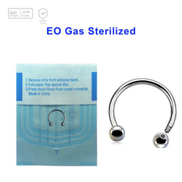 Sterilized body jewelry assortment of 10 titanium G23 horseshoe circular barbells, Thickness 1.2mm, Ball size 3mm - G23 ASTM F-136 implant grade titanium body jewelry