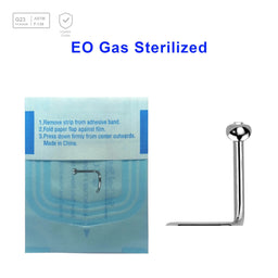 Sterilized body piercing assortment of 10 Titanium G23 nose screws with 2mm rounded top with bezel set crystal, thickness 0.8mm - G23 ASTM F-136 implant grade titanium body jewelry