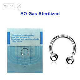 Sterilized body piercing assortment of 10 high polished titanium internally threaded circular barbells, Thickness 1.2mm, Ball size 3mm - G23 ASTM F-136 implant grade titanium body jewelry