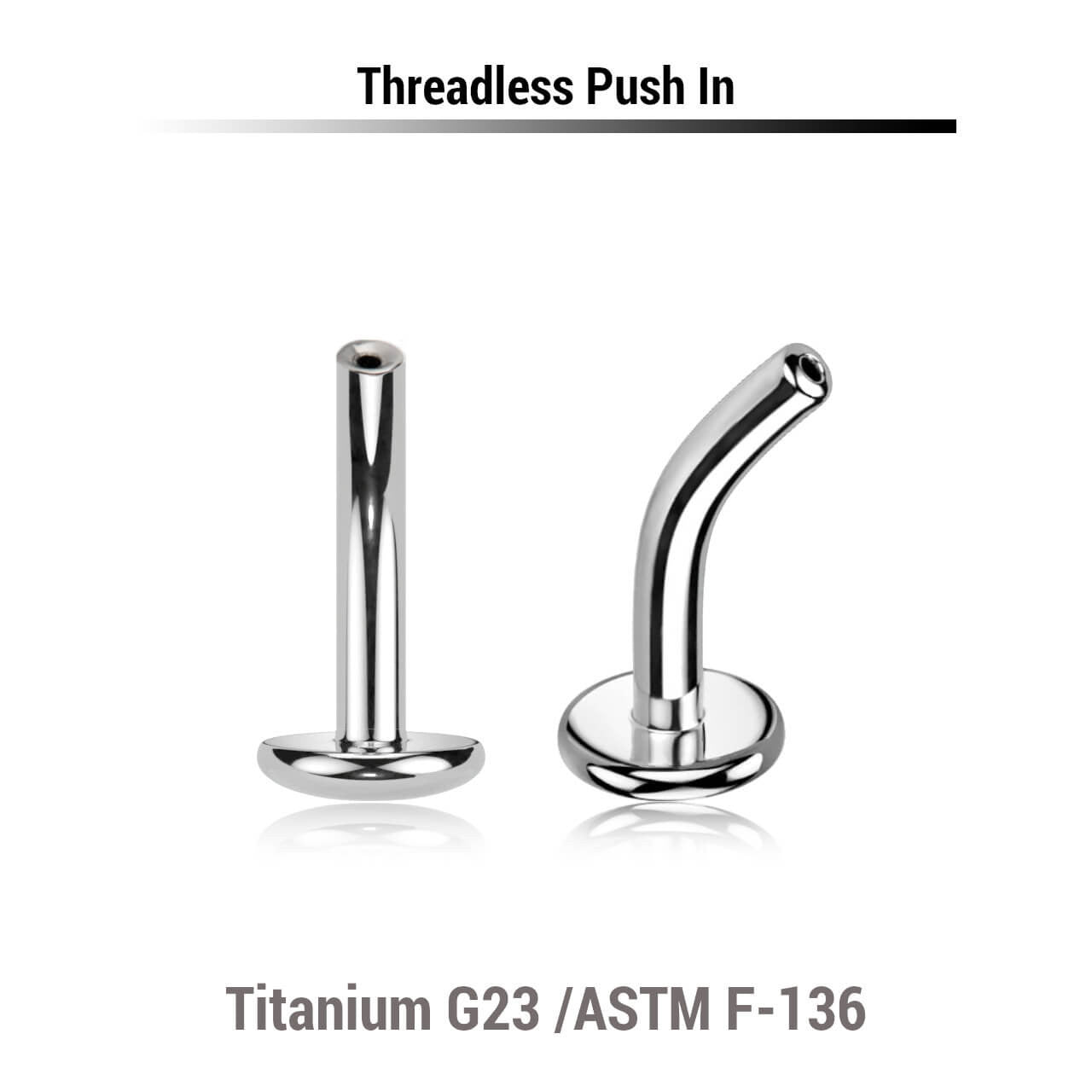 Pack of 10 threadless high polished titanium curved labret post with convex base
