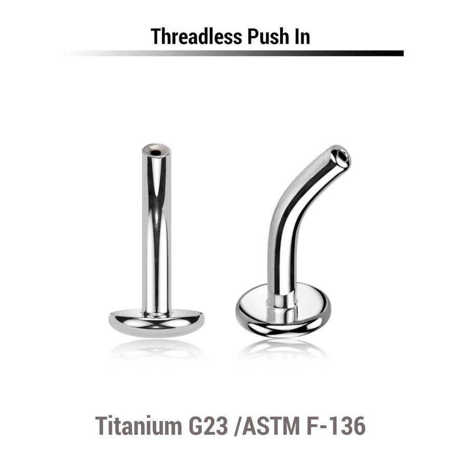 Pack of 10 threadless high polished titanium curved labret post with convex base