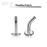 Pack of 10 threadless high polished titanium curved labret post with convex base - G23 ASTM F-136 implant grade titanium body jewelry
