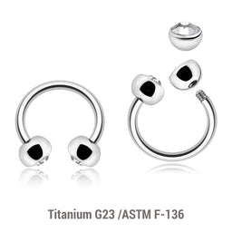 Pack of 10 Titanium circular barbells, Thickness 1.2mm, with two 4mm half balls with a bezel set crystal
