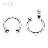 Pack of 10 Titanium circular barbells, Thickness 1.2mm, with two 2.5mm bezel set crystal balls - G23 ASTM F-136 implant grade titanium body jewelry