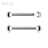 Pack of 10 Titanium helix barbells, Thickness 1.2mm, with two 2.5mm bezel set crystal balls - G23 ASTM F-136 implant grade titanium body jewelry