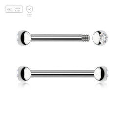 Pack of 10 Titanium helix barbells, Thickness 1.2mm, with two 2.5mm bezel set crystal balls - G23 ASTM F-136 implant grade titanium body jewelry